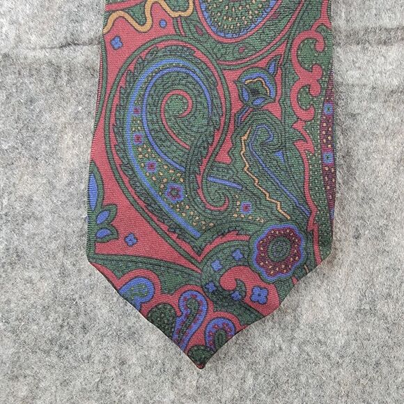 Polo Ralph Lauren Silk Slim Skinny Neck Tie Paisley Multicolor Italy Hand Made